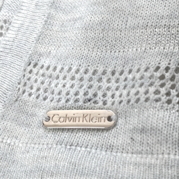 *Relisted* Calvin Klein Wrap/ Poncho Gray & Faint White Stripe Silver Threading - Picture 7 of 15